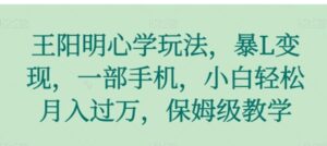 王阳明心学玩法，暴L变现，一部手机，小白轻松月入过万，保姆级教学【揭秘】-财仔梦想资源网