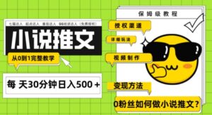 Ai小说推文每天20分钟日入500＋授权渠道引流变现从0到1完整教学-财仔梦想资源网