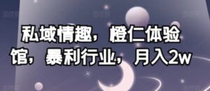 私域情趣，橙仁体验馆，暴利行业，月入2w【揭秘】-财仔梦想资源网