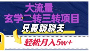 大流量国学二转三转暴利项目，聊聊天轻松月入5W+【揭秘】-财仔梦想资源网