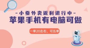 美团外卖合作软件小蚕返利，免米日入60＋，有苹果手机，电脑就可以做！-财仔梦想资源网
