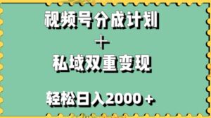 视频号分成计划＋私域双重变现，轻松日入1000＋，无任何门槛，小白轻松上手-财仔梦想资源网