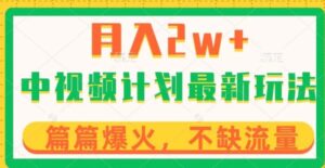 中视频计划全新玩法，月入2w+，收益稳定，几分钟一个作品，小白也可入局【揭秘】-财仔梦想资源网