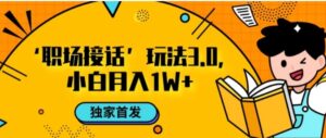 职场接话3.0玩法，小白易上手，暴力变现月入1w【揭秘】-财仔梦想资源网