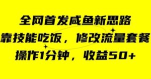 咸鱼冷门新玩法，靠“技能吃饭”，修改流量套餐，操作1分钟，收益50【揭秘】-财仔梦想资源网