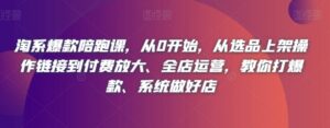淘系爆款陪跑课，从0开始，从选品上架操作链接到付费放大、全店运营，教你打爆款、系统做好店-财仔梦想资源网
