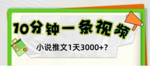 10分钟1条视频，小说推文1天3000+？他是这么做的-财仔梦想资源网