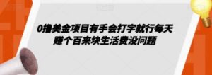 0撸美金项目有手会打字就行每天赚个百来块生活费没问题【揭秘】-财仔梦想资源网