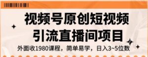 视频号原创短视频引流直播间项目，日入3~5五位数【揭秘】-财仔梦想资源网