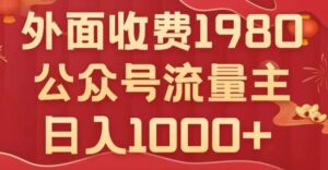 公众号流量主项目，不用AI也能写出10w+，小白也可上手，日入1000+【揭秘】-财仔梦想资源网