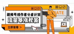 一条视频收益3000+，一条作品涨粉2000+，视频号流量爆炸·的秘籍-财仔梦想资源网