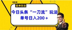 今日头条独家“一刀流”玩法单号日入200+-财仔梦想资源网