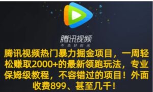 腾讯视频热门暴力掘金项目，一周轻松赚取2000+的最新领跑玩法，专业保姆级教程-财仔梦想资源网