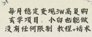 每月稳定变现3W高复购玄学项目，小白也能做没有任何限制教程+话术-财仔梦想资源网