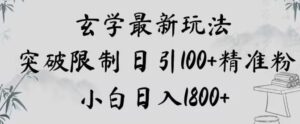 玄学新玩法，突破限制，日引100+精准粉，小白日入1800+【揭秘】-财仔梦想资源网