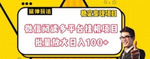 微信阅读多平台挂机项目批量放大日入100+【揭秘】-财仔梦想资源网
