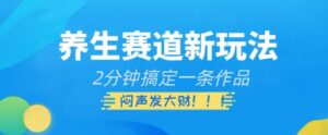 养生赛道新玩法，2分钟搞定一条作品，闷声发大财【揭秘】-财仔梦想资源网