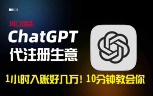 一小时入账好几万！利润大到吓人的ChatGPT代注册小生意，10分钟教会你，…-财仔梦想资源网