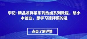 李记·精品凉拌菜系列热卤系列教程，想小本创业，想学习凉拌菜的进-财仔梦想资源网