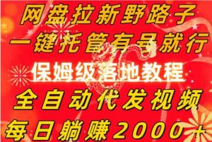 网盘拉新野路子，一键托管有号就行，全自动代发视频，每日躺赚2000＋，…-财仔梦想资源网
