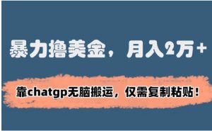 暴力撸美金，月入2万+！靠chatgp无脑搬运，仅需复制粘贴-财仔梦想资源网