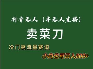抖音无人直播卖菜刀日入800+！冷门品流量大，全套教程+软件！-财仔梦想资源网