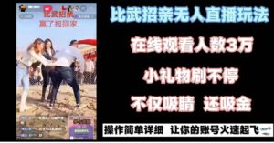 最近很火的无人直播“比武招亲”的一个玩法项目简单-财仔梦想资源网