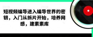 短视频编导，进入编导世界的密钥，入门从拆片开始，培养网感，建素素库-财仔梦想资源网