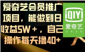 爱奇艺会员推广项目，能做到日收益5W＋，自己操作每天撸40+-财仔梦想资源网