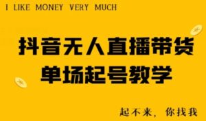 抖音无人直播带货单场起号教学-财仔梦想资源网