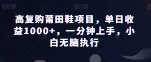 高复购莆田鞋项目，单日收益1000+，一分钟上手，小白无脑执行-财仔梦想资源网