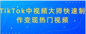 TikTok中视频大师快速制作变现热门视频-财仔梦想资源网
