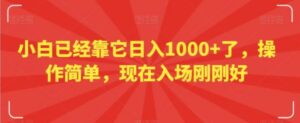 小白已经靠它日入1000+了，操作简单，现在入场刚刚好【揭秘】-财仔梦想资源网