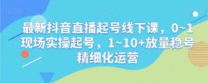 最新抖音直播起号线下课，0~1现场实操起号，1~10+放量稳号精细化运营-财仔梦想资源网