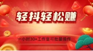 轻抖轻松赚，日入500+，工作室可批量操作-财仔梦想资源网