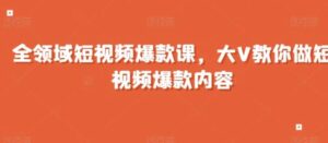 全领域短视频爆款课，全网两千万粉丝大V教你做短视频爆款内容-财仔梦想资源网