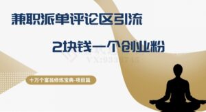十万个富翁修炼宝典之11.兼职派单评论区引流，2块钱一个创业粉-财仔梦想资源网