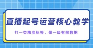 直播起号运营核心教学，打一类精准标签，做一级有效数据-财仔梦想资源网