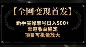 全网变现首发】新手实操单号日入500+，渠道收益稳定，项目可批量放大-财仔梦想资源网