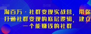 淘百万·社群变现实战营，带你打通社群变现的底层逻辑，建立一个能赚钱的社群-财仔梦想资源网