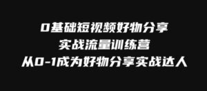 0基础短视频好物分享实战流量训练营，从0-1成为好物分享实战达人-财仔梦想资源网