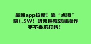 最新app拉新！靠“点淘”赚1.5W！听完课程就能操作！学不会来打我！-财仔梦想资源网