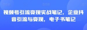 视频号引流变现实战笔记，企业抖音引流与变现，电子书笔记-财仔梦想资源网