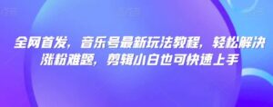 全网首发，音乐号最新玩法教程，轻松解决涨粉难题，剪辑小白也可快速上手-财仔梦想资源网