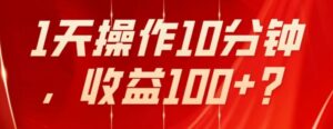 不推广、不销售1天操作10分钟，收益100+？-财仔梦想资源网