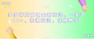 多多带货高佣金新玩法，一天300+，亲测玩法，保姆教学-财仔梦想资源网
