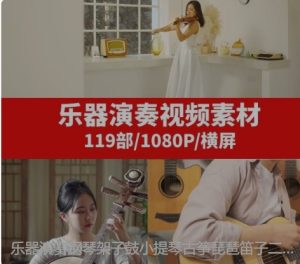 乐器演奏钢琴架子鼓小提琴古筝琵琶笛子二胡弹奏短视频素材-财仔梦想资源网
