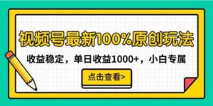 （9070期）视频号最新100%原创玩法，收益稳定，单日收益1000+，小白专属-财仔梦想资源网