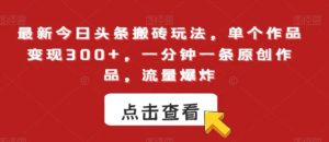 最新今日头条搬砖玩法，单个作品变现300+，一分钟一条原创作品，流量爆炸【揭秘】-财仔梦想资源网