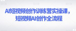 AI短视频创作训练营实操课，短视频AI创作全流程-财仔梦想资源网